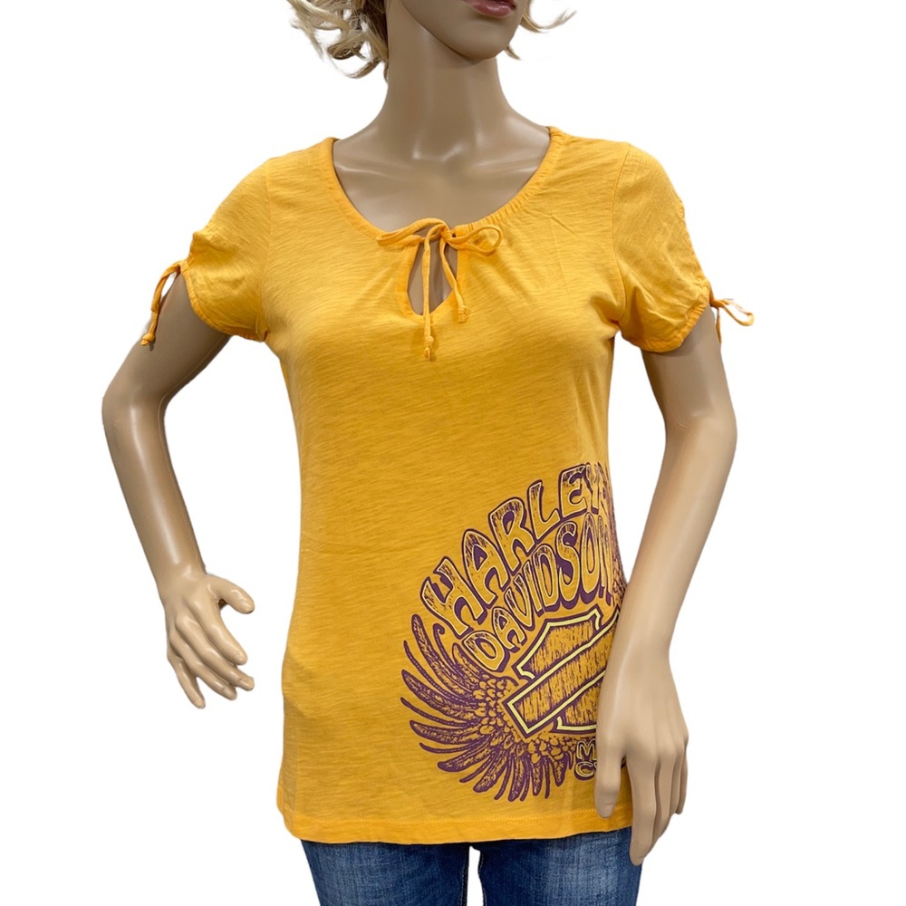 HARLEY-DAVIDSON Women’s Orange Short Sleeve Tee Shirt Size Small
